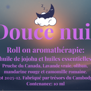 Roll-on "Douce nuit " aux huiles essentielles trésors du Cambodge