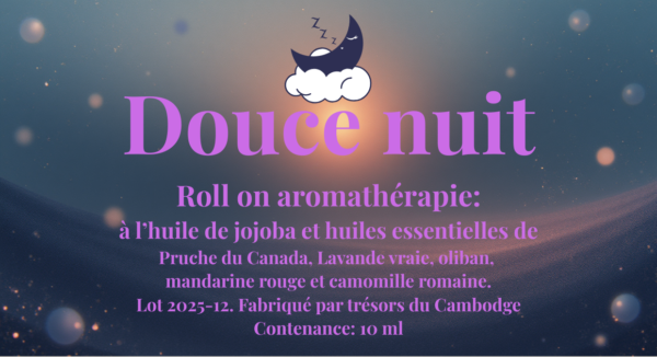 Roll-on "Douce nuit " aux huiles essentielles trésors du Cambodge